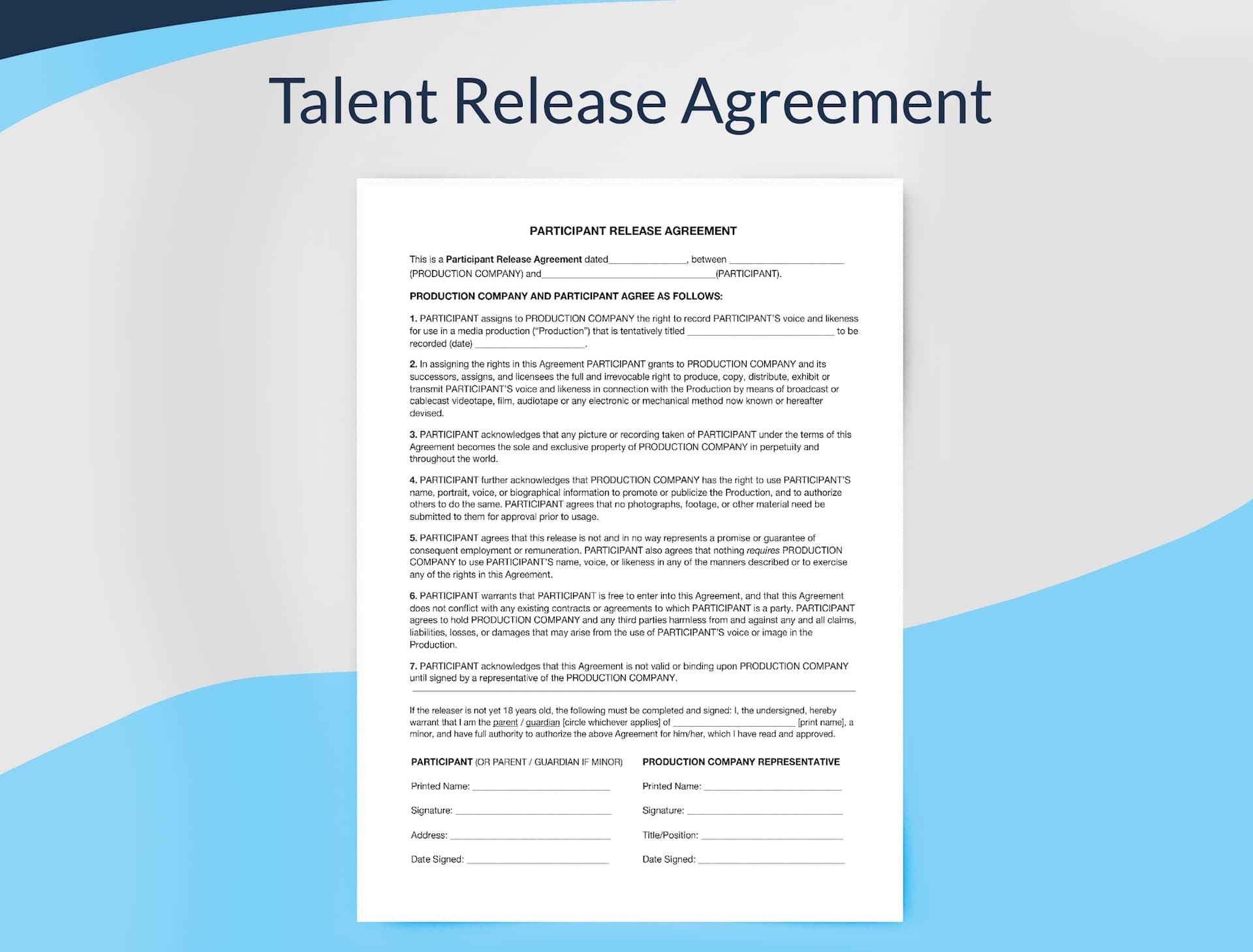 Talent Release Form For Filmmakers with A Free Template SetHero