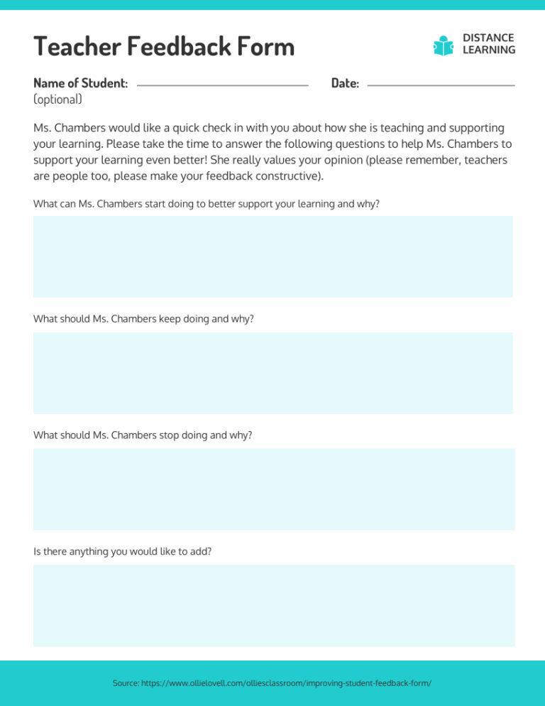 Teacher Feedback Form Venngage