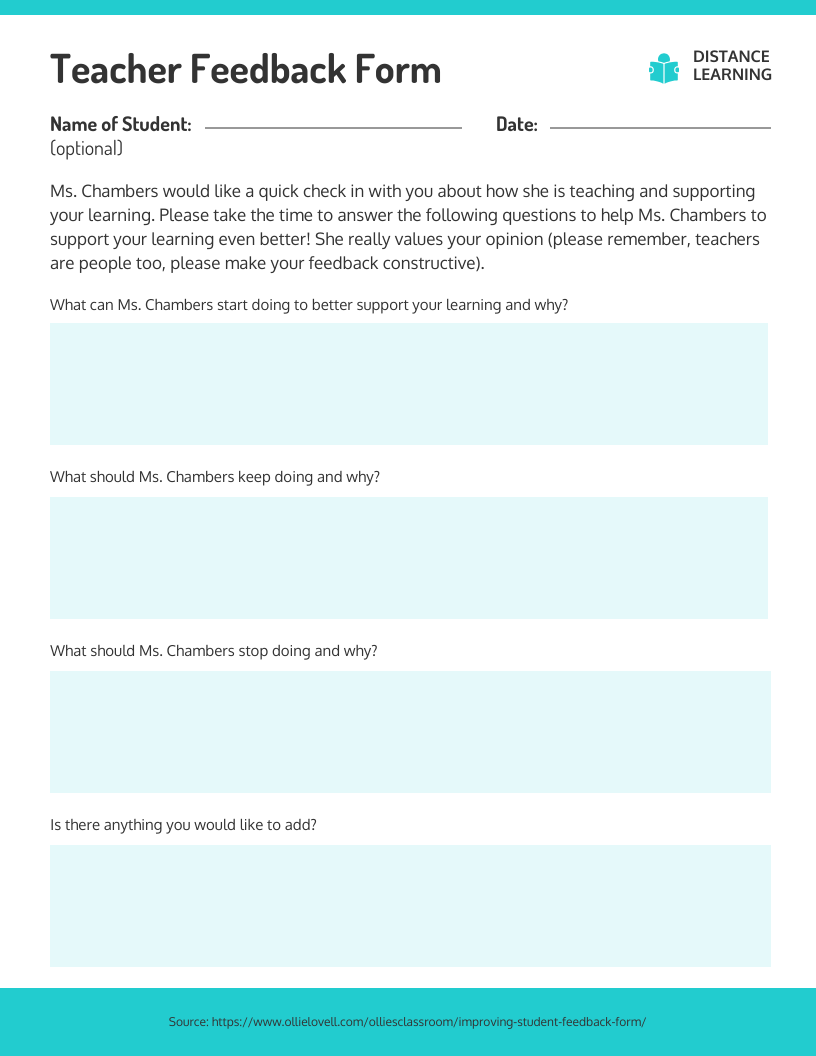 Teacher Feedback Form Venngage