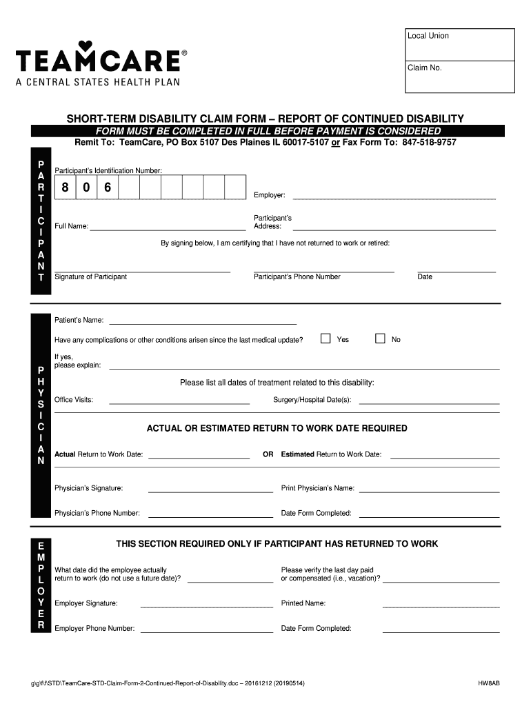 Teamcare Short Term Disability Form Fill Out Sign Online DocHub Teamcare Short Term Disability Form Fill Out Sign Online DocHub