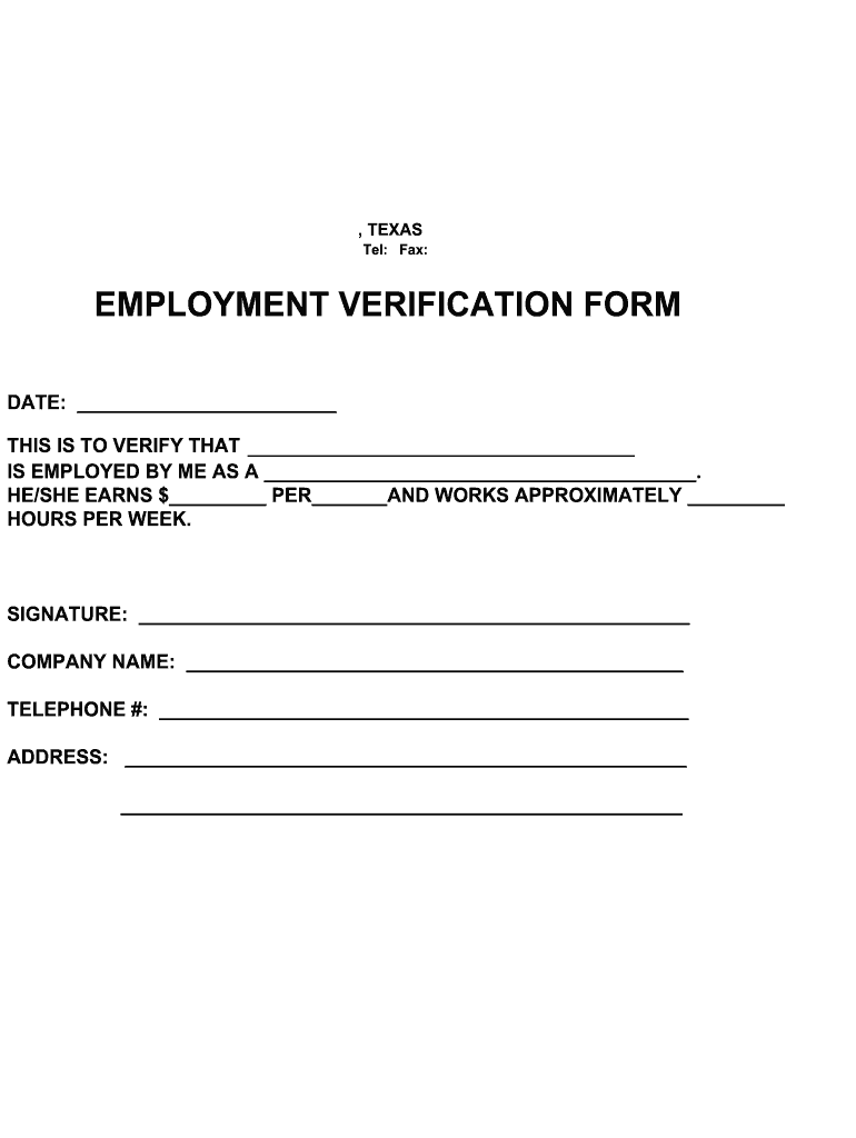 Texas Employment Verification Form Print Fill Online Printable Fillable Blank PdfFiller Texas Employment Verification Form Print Fill Online Printable Fillable Blank PdfFiller