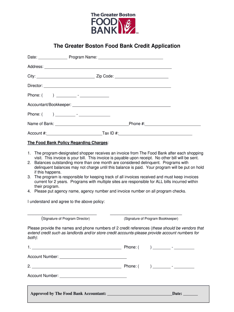 printable food bank application form