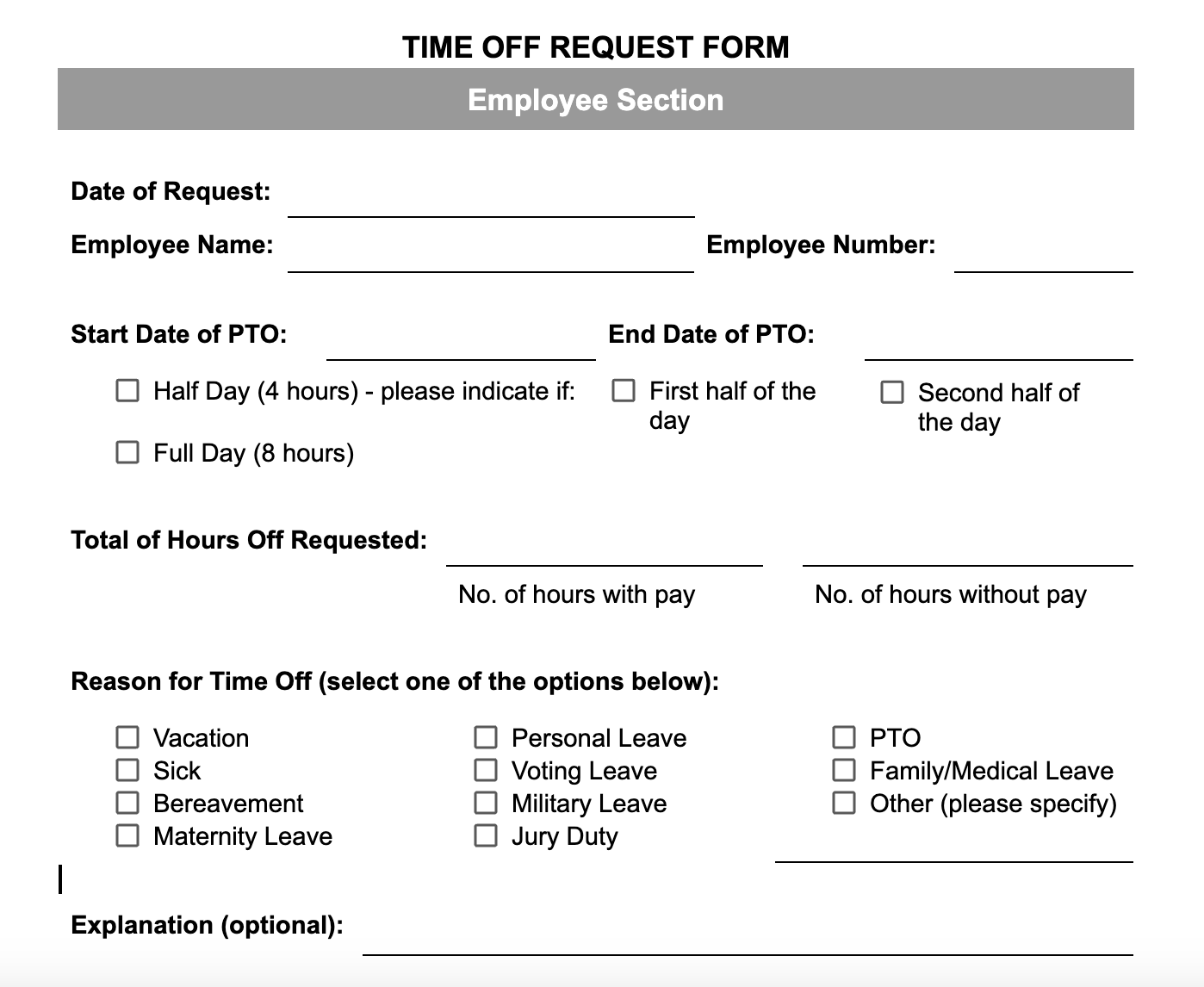 Time Off Request Form What To Include Free Template Time Off Request Form What To Include Free Template