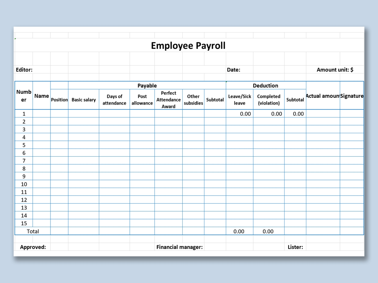 payroll register form payroll register form