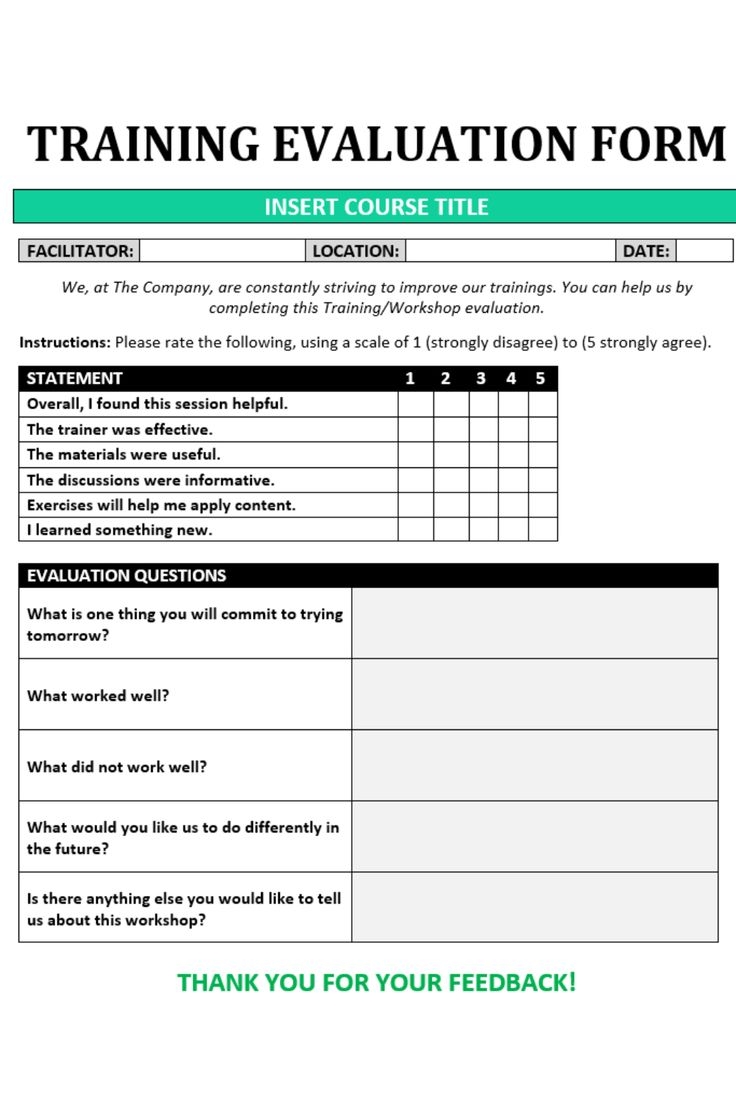 training evaluation form