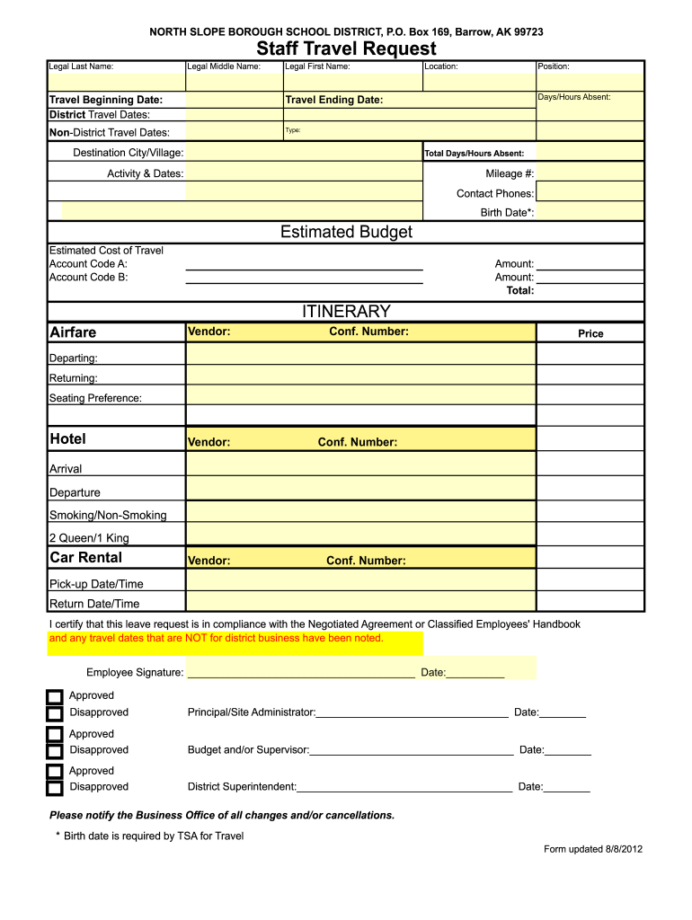 Travel Request Form Fill Out Sign Online DocHub
