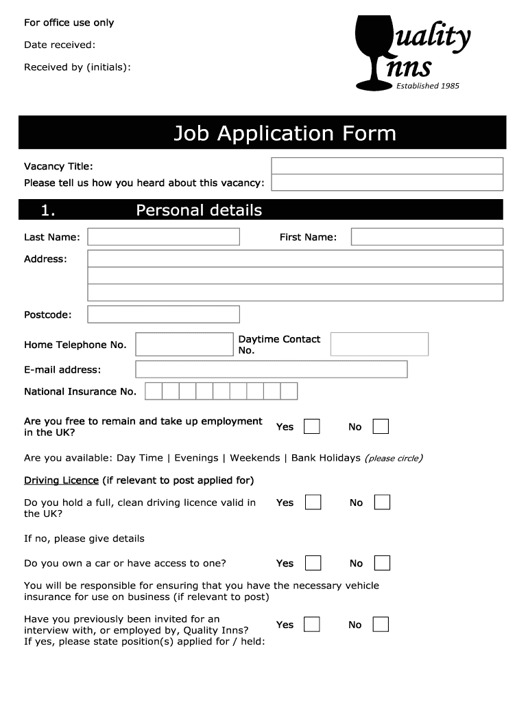 Uk Job Application Form Pdf Fill Online Printable Fillable Blank PdfFiller