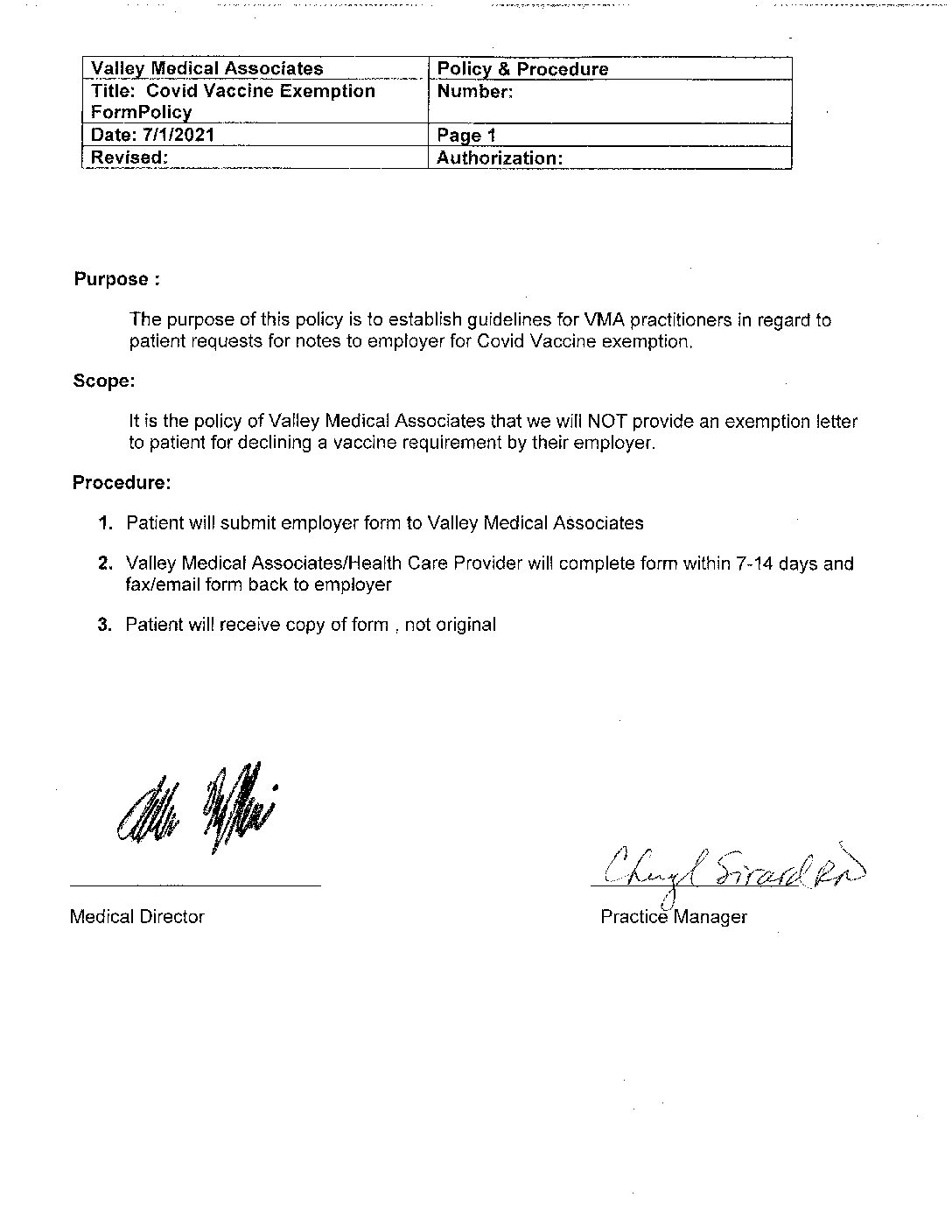 health care exemption form
