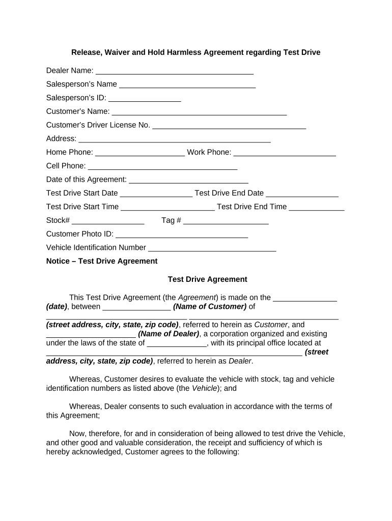 Vehicle Hold Harmless Agreement Template Pre built Template AirSlate SignNow