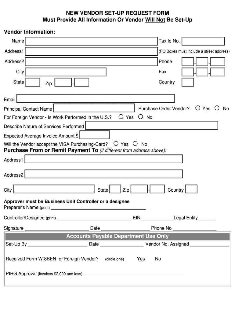 Vendor Information Form Fill Online Printable Fillable Blank PdfFiller