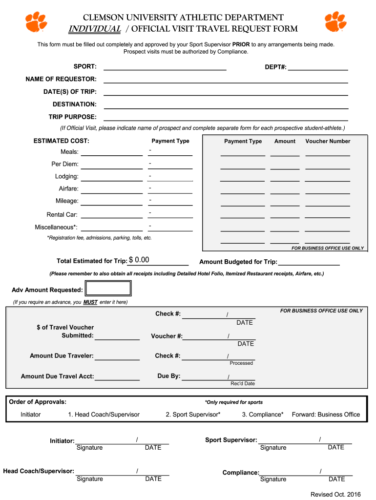 travel authorization forms
