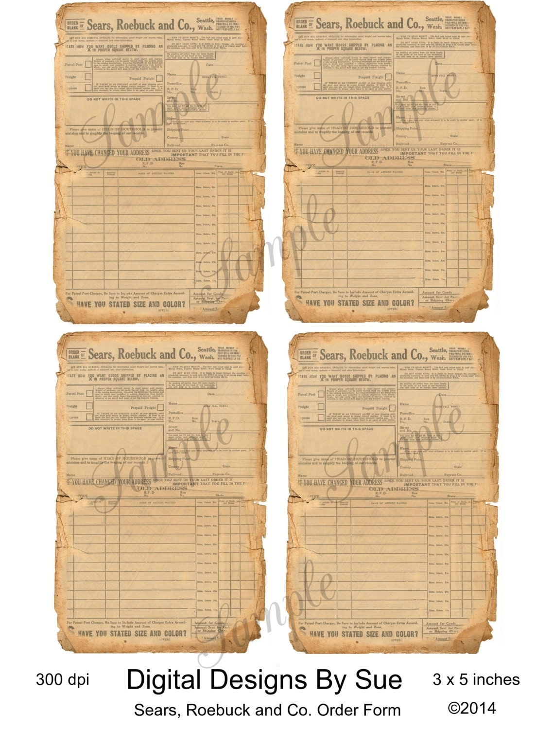 Vintage Sears Roebuck And Company Order Form Printable Digital Collage Sheet Note Pads Downloads Etsy