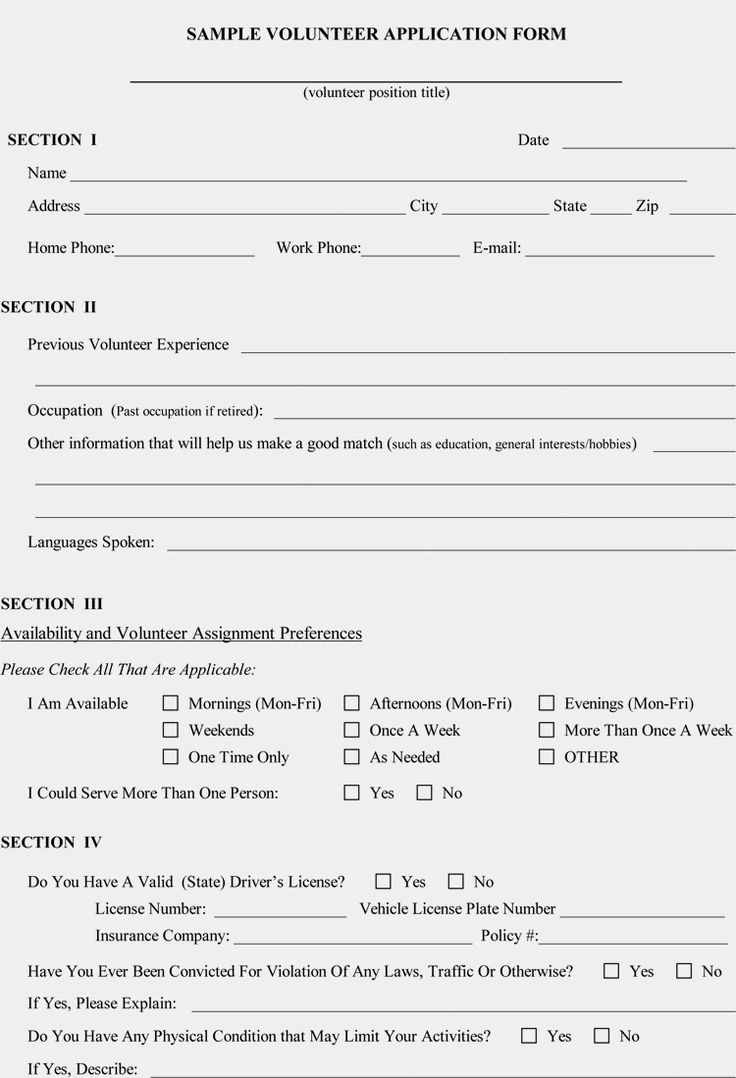 Volunteer Application Form Template