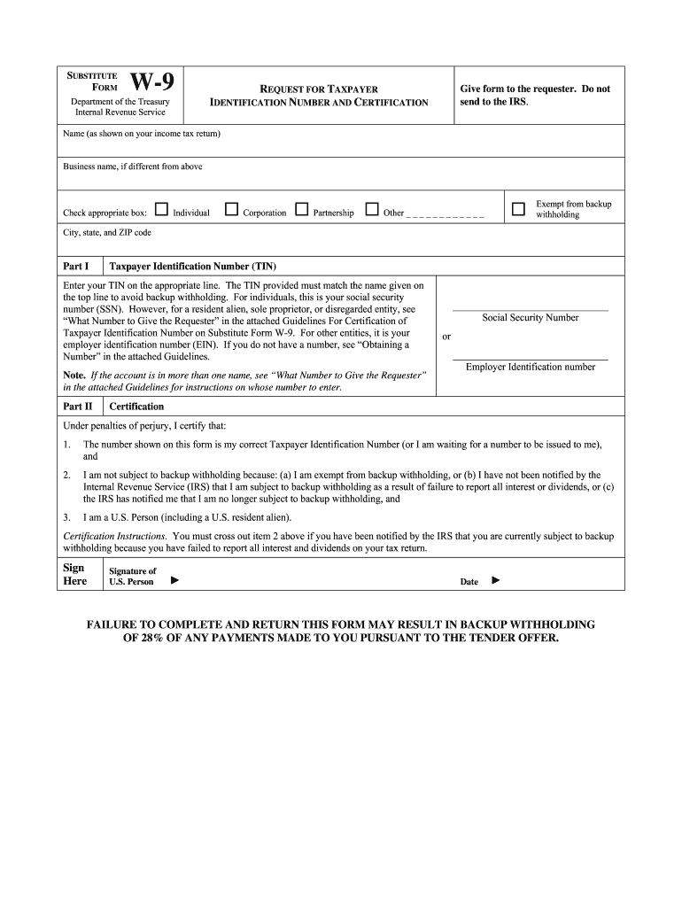 W 9 Request Identification Form Fill Online Printable Fillable Blank PdfFiller