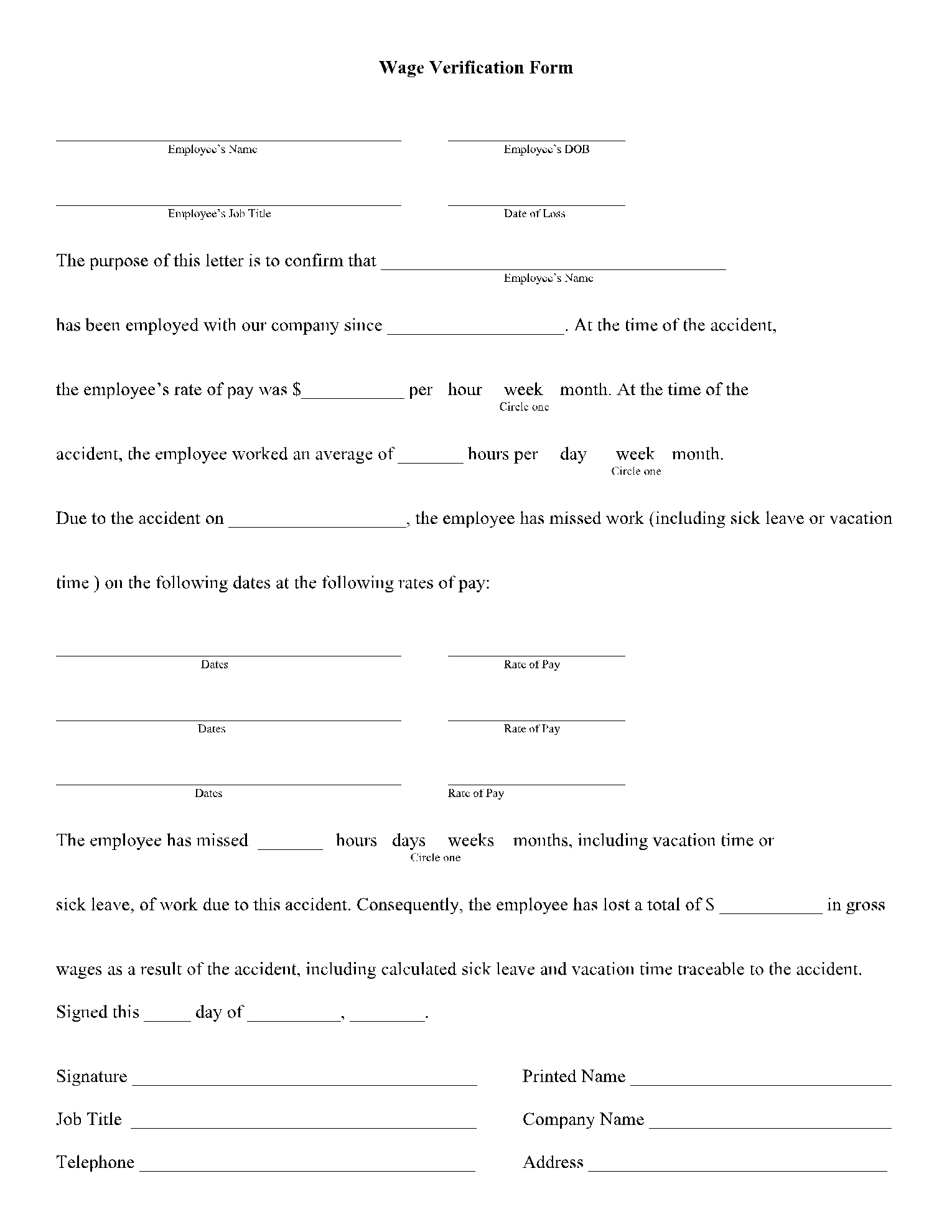 Wage Verification Form Free Template CocoSign Wage Verification Form Free Template CocoSign