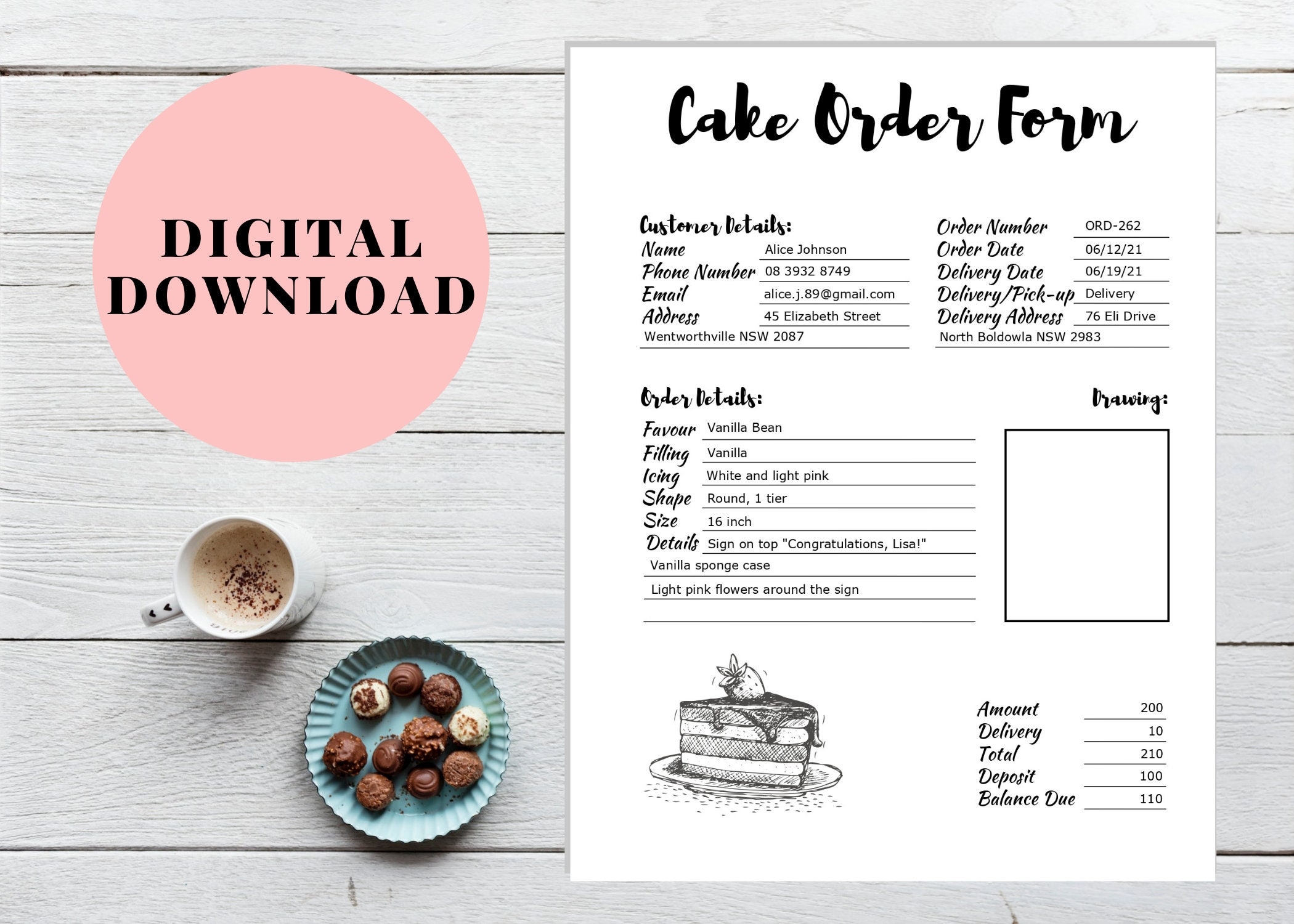 Wedding Cake Order Form Template Bakery Order Form Cake Business Order Form Cake Shop Order Form Cake Store Order Form Template Etsy