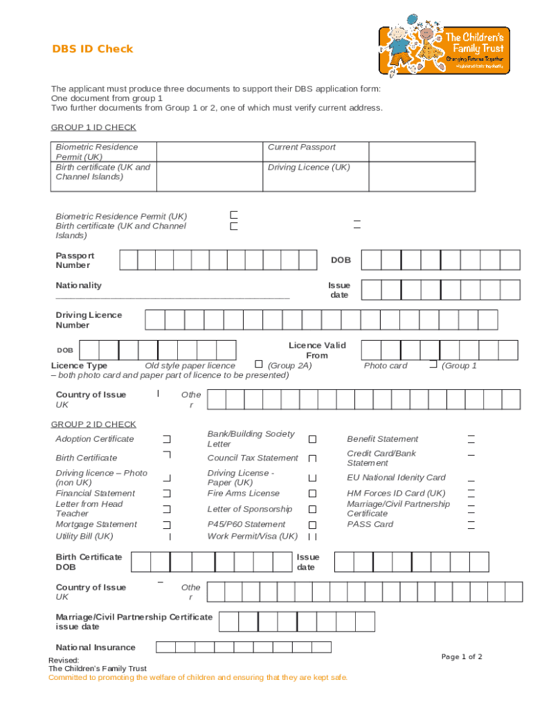 What Documents Do You Need For A DBS Check Application Doc Template PdfFiller