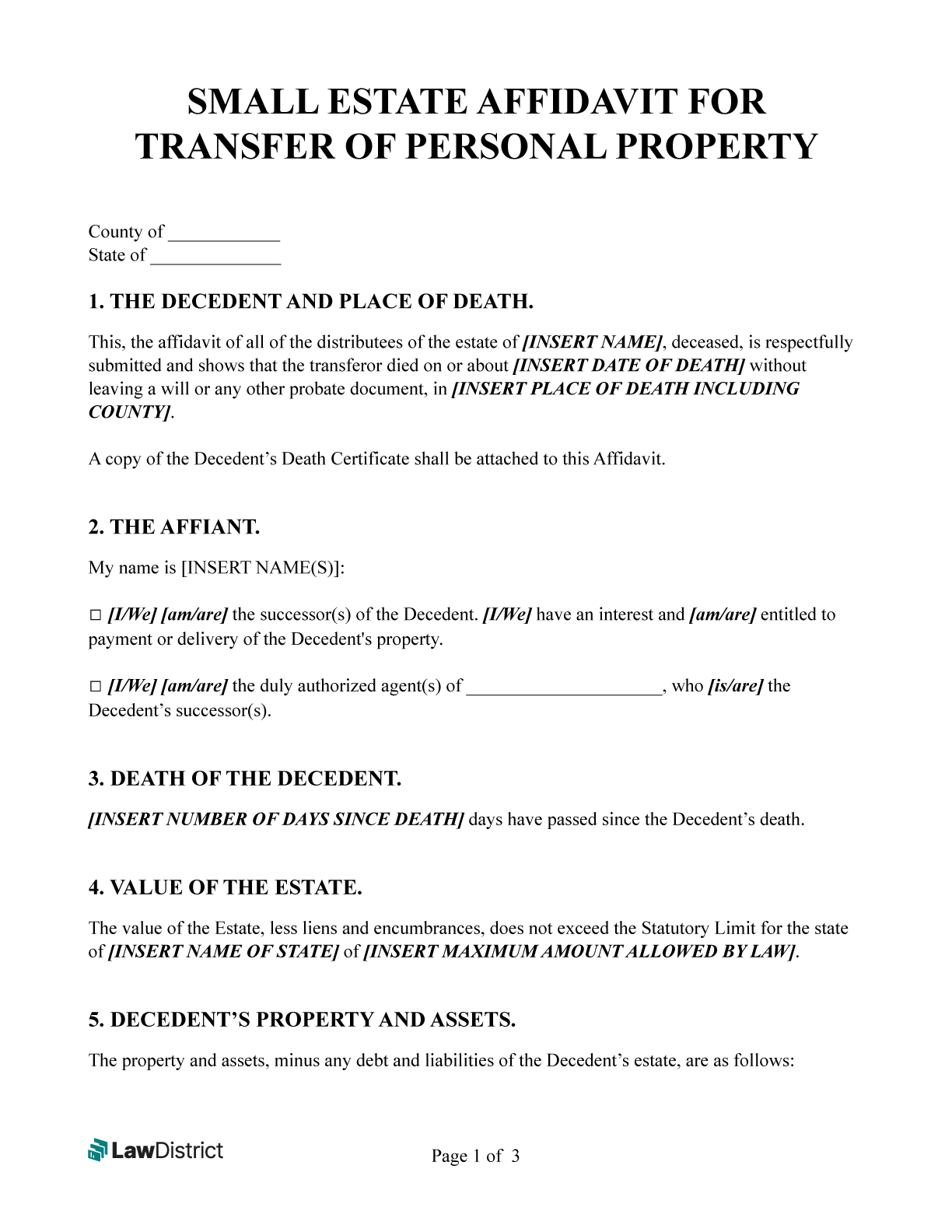 What Is A Small Estate Affidavit LawDistrict