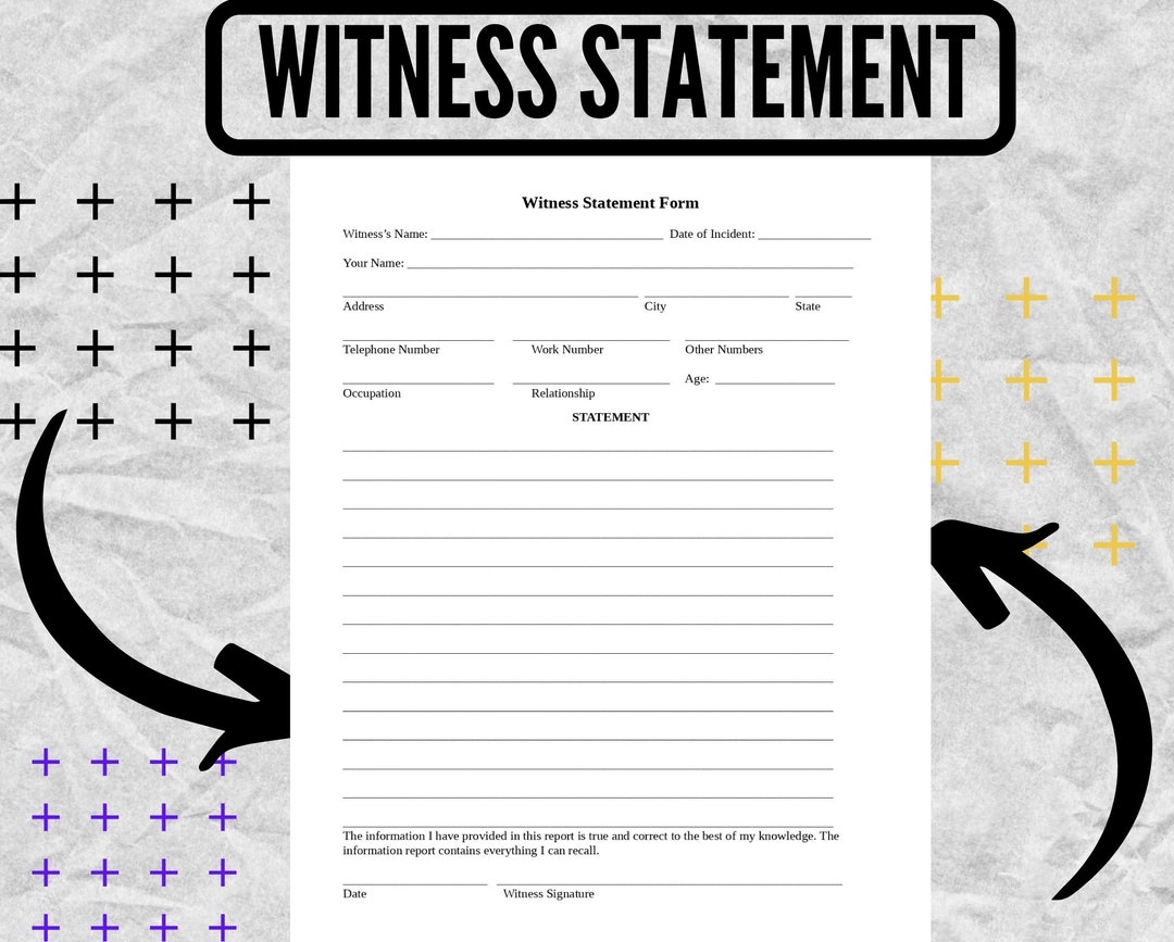 Witness Statement Witness Statement Forms Witness Statement Templates Etsy