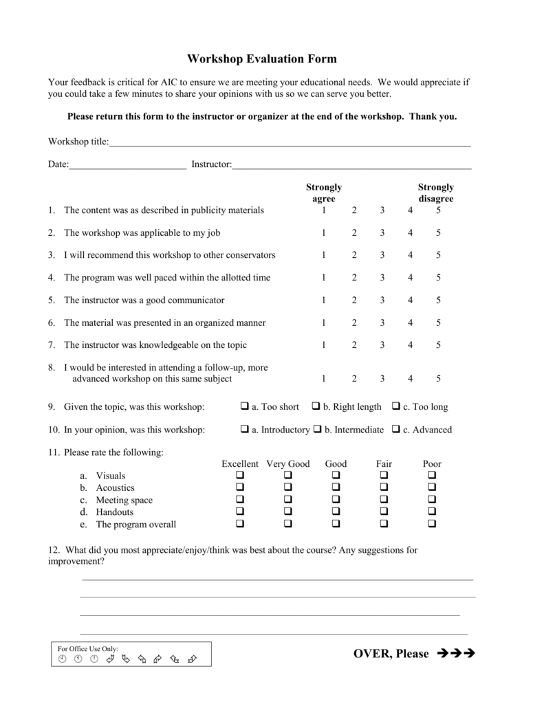 Workshop Evaluation Form Feedback Improvement