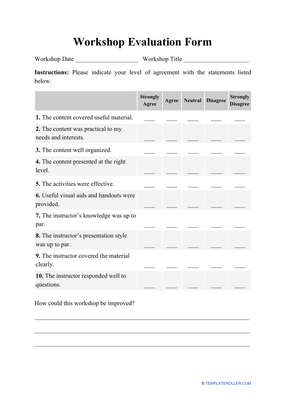 Workshop Evaluation Form Fill Out Sign Online And Download PDF Templateroller Workshop Evaluation Form Fill Out Sign Online And Download PDF Templateroller